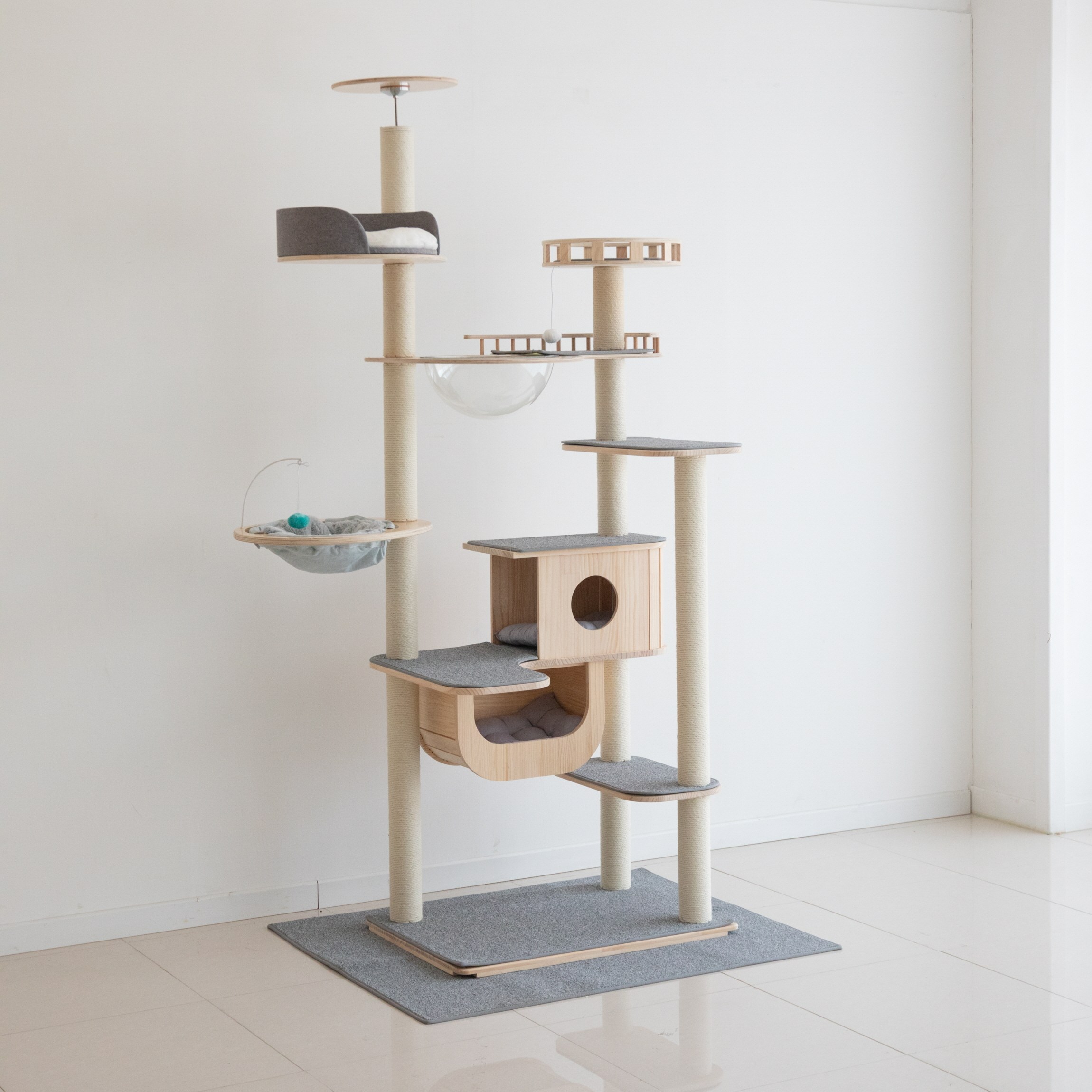가르르 원목 고양이 캣타워 캣폴 갤럭시 캣타워, 1개, 연그레이 422,000원