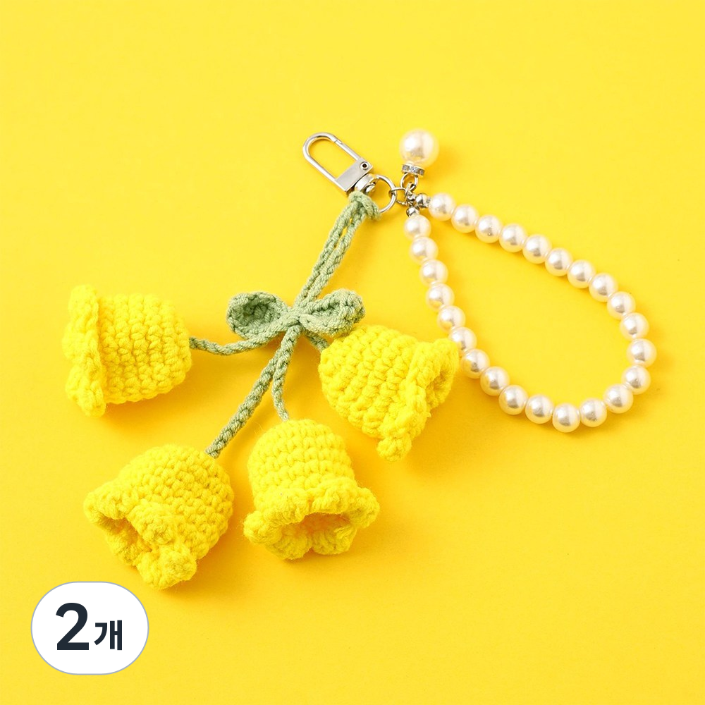 엘리다움 플레르 뮤게 진주 키링 은방울꽃 뜨개 니트 꽃 열쇠고리 플라워 백꾸 가방 에어팟 버즈 꽃백참 17,600원