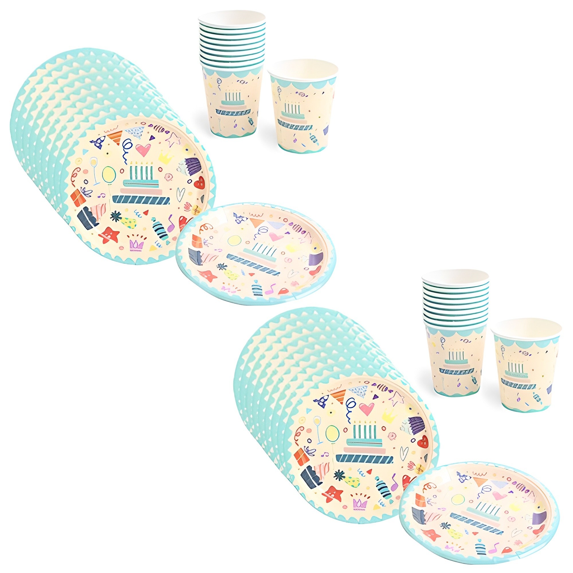 파티해 생일 파티접시 18cm 20p + 파티컵 20p 세트 아이콘, 1세트 10,700원