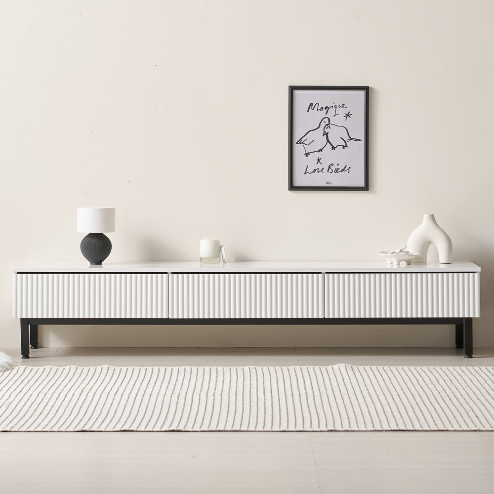 파로마 네오 웨이비 1800 템바보드 서랍 거실장, 화이트 155,900원