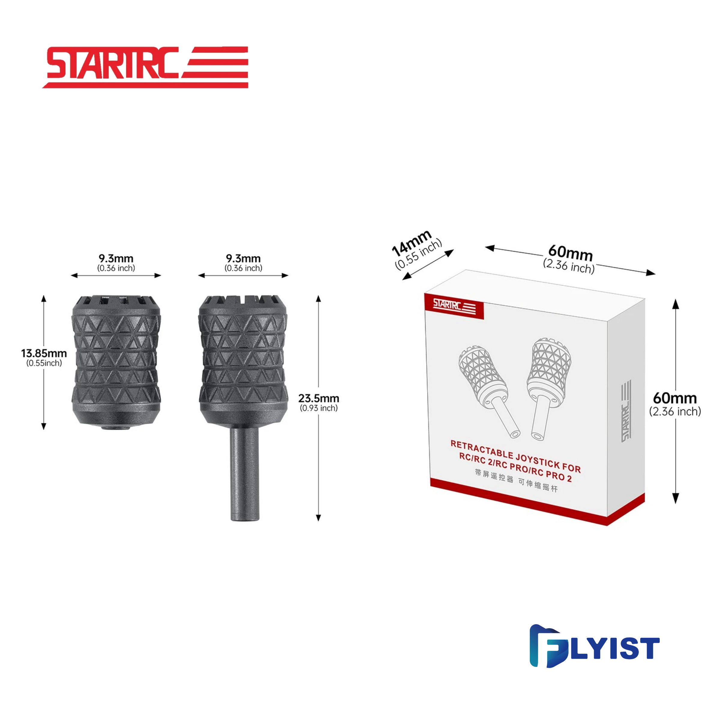 [STARTRC] DJI RC PRO2, RC2, RC 호환 프리미엄 알루미늄 조종기 스틱 (리트랙터블 내장형 / 정밀 조작형) DJI 매빅4프로, 미니5프로, 네오2, 에어3S, 1개 27,000원