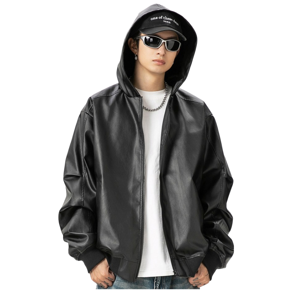 코디코치 메리 후드 가죽 자켓 남녀공용 바이크 라이더 페이크 레더 후드 집업 아우터 점퍼 44,900원