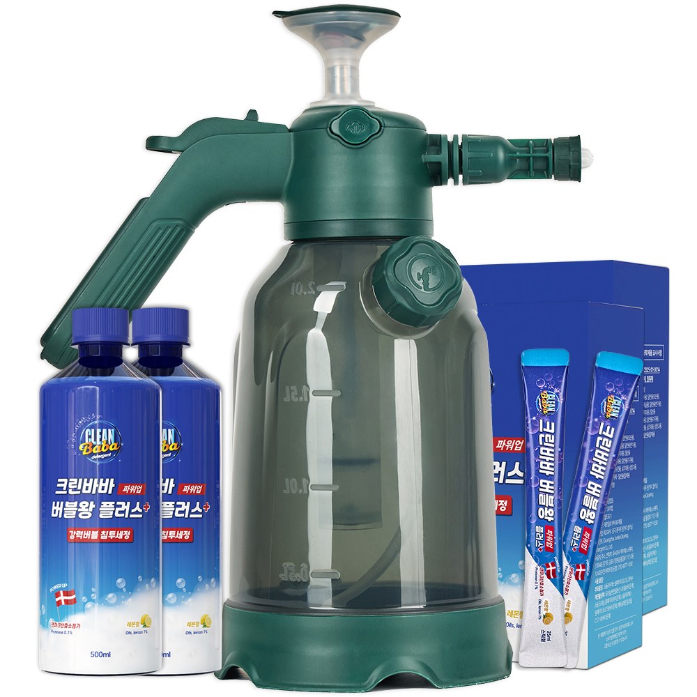 크린바바 한번에 싹 버블왕플러스 2500ml 전용분무기 버블세제 압축분무기 버블클리너 마이크로버블 밀착세정 욕실세정 차량폼 59,800원