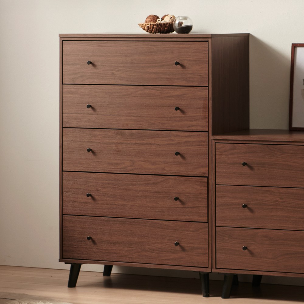 비에스디자인 모리 5단 서랍장 800, 월넛(짙은 밤색) 176,000원