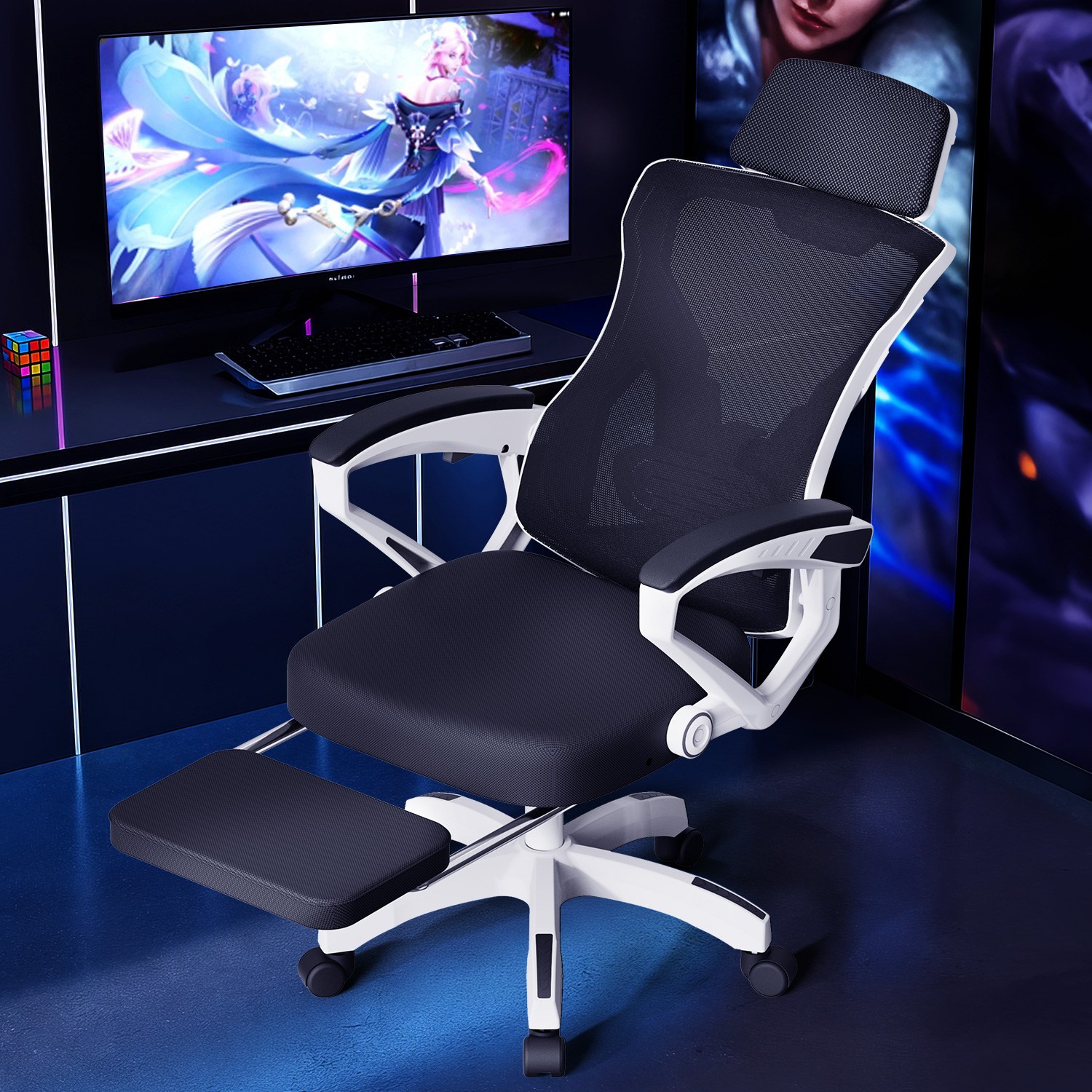 SAMMU 게이밍의자 허리 조절 컴퓨터 의자 누울 수 있고 e스포츠 메쉬 의자 581-B 71,800원