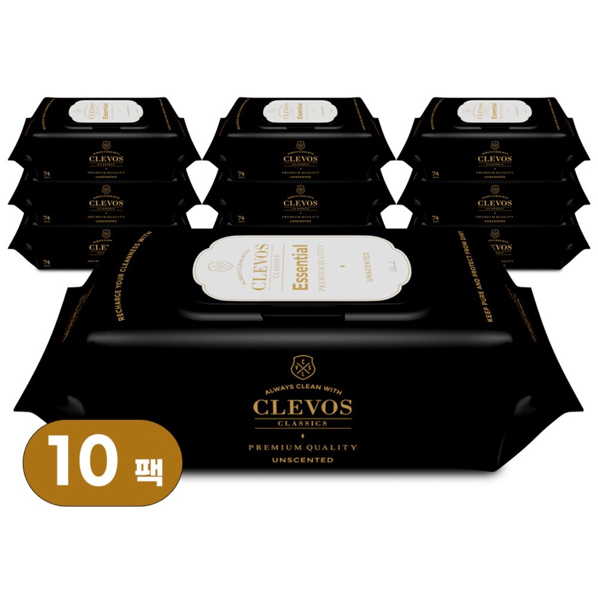 [클레보스] 에센셜 아기 물티슈 캡형 (65평량) 74매 X 10팩 17,890원