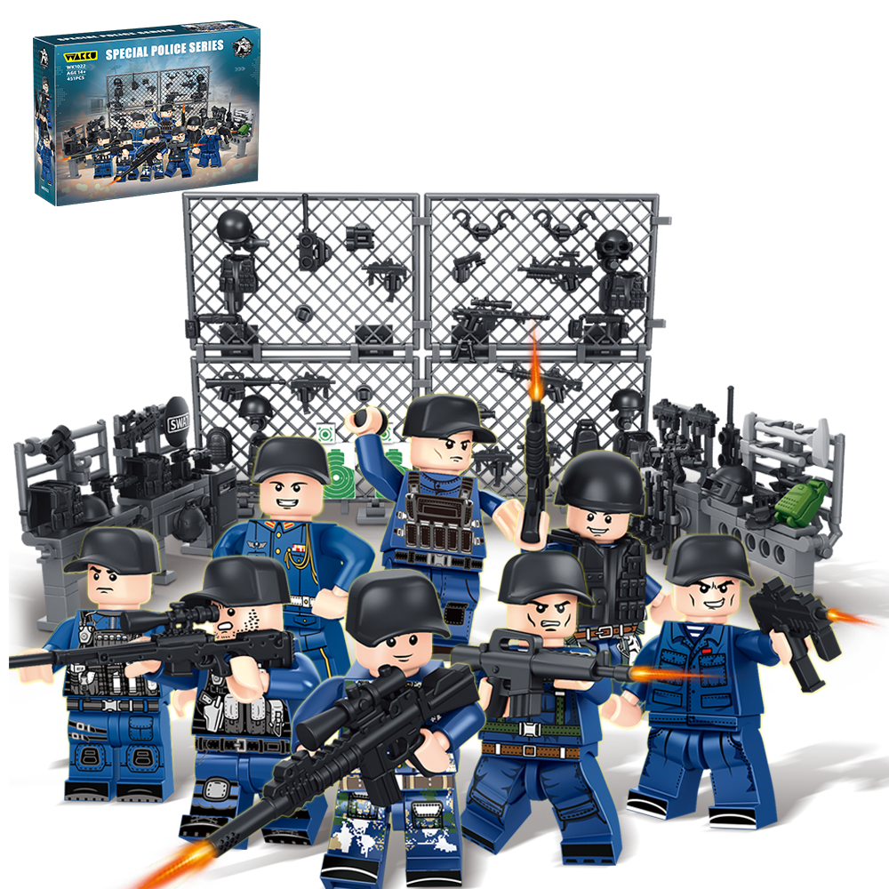 Wakku 시티 경찰특공대 레고호환블록 무기고 피규어 8in1블럭세트 pcs451, 1세트 23,900원
