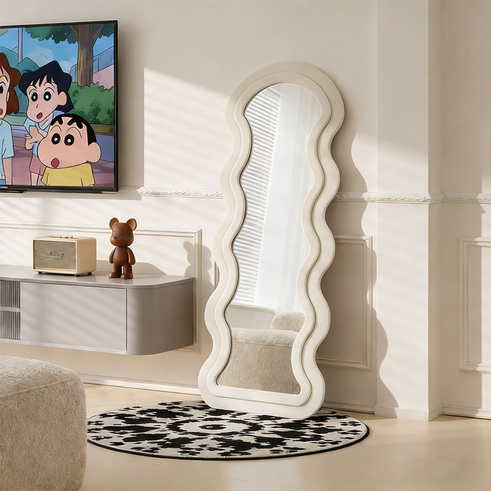 Comfy Nest 웨이브 물결 스탠드 전신거울 인테리어 비정형, 화이트 76,900원