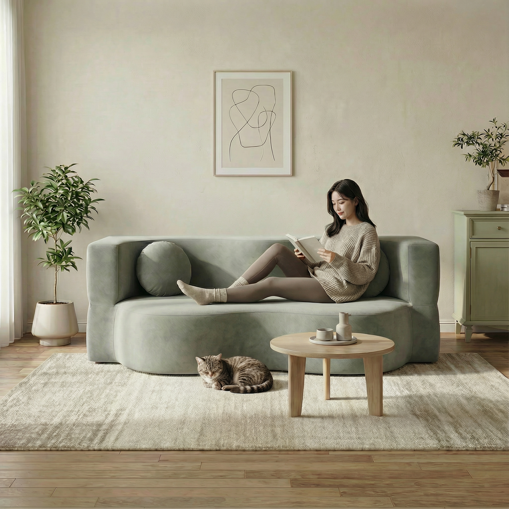 폴딩 소파베드, 2인용 압축 소파, 소파 커버는 분리 세탁이 가능하며, 라이트 그린 200cm 359,900원