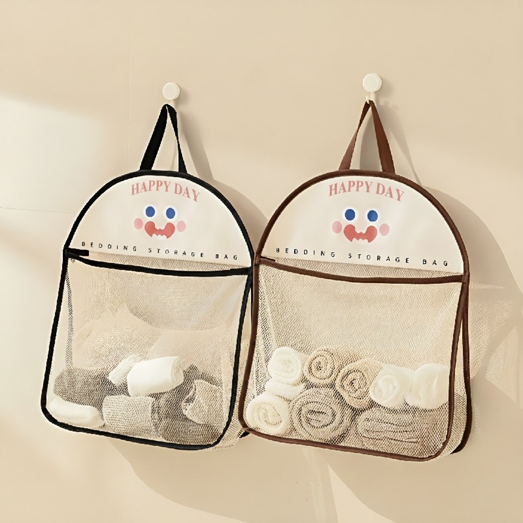 귀여운 스마일 메쉬 걸이형 다용도 수납망 2P 세트 6,300원