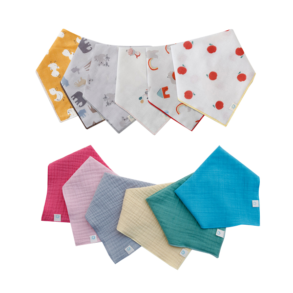 꿈두부 컬러 디자인 이중거즈 스카프빕 12종세트 34,800원