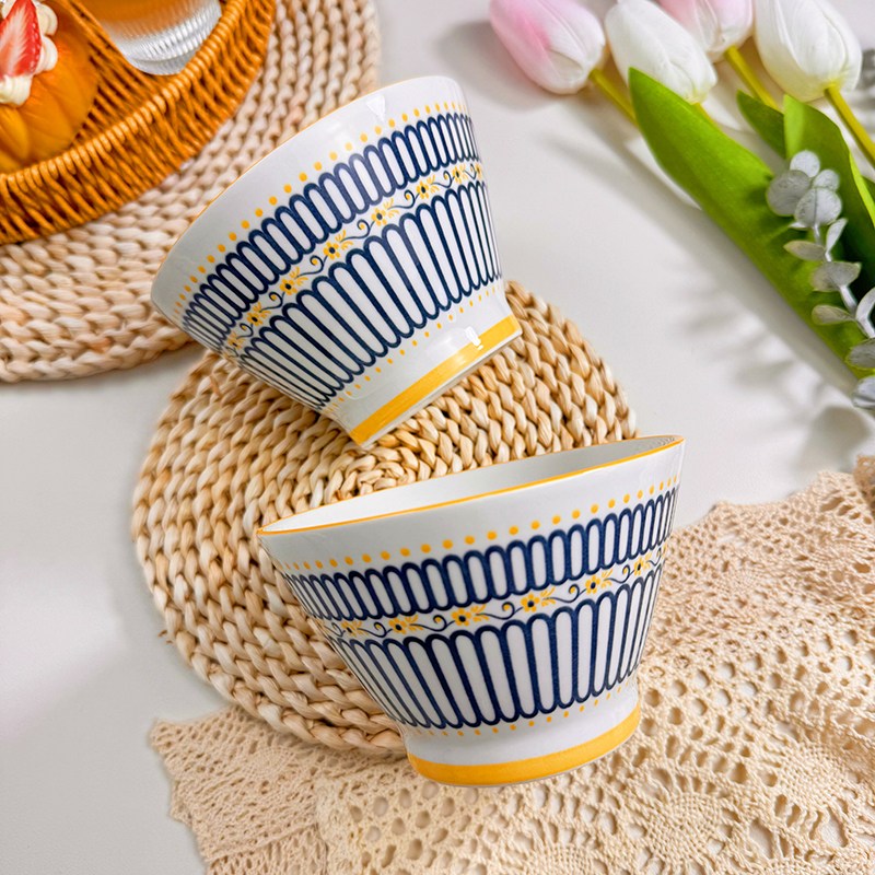 BLOWFISHFUGU 보헤미안 식기 삿갓 그릇 5인치밥그릇 샐러드보울 디저트 그릇 홈식기 세트 2P/4P/6P 450ML 9,800원