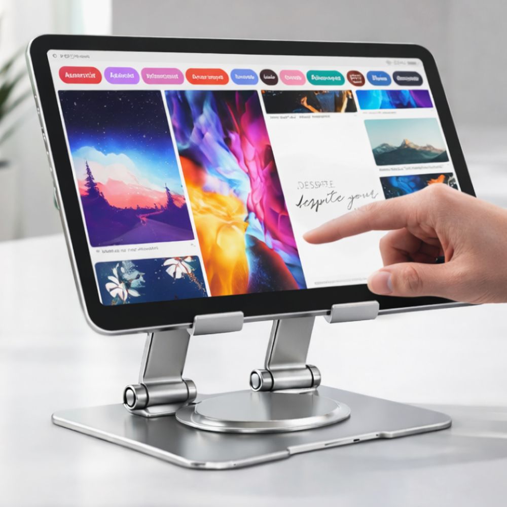 360도 회전 태블릿 스탠드 거치대, 1개, 브러쉬드실버, XN-0145 14,000원