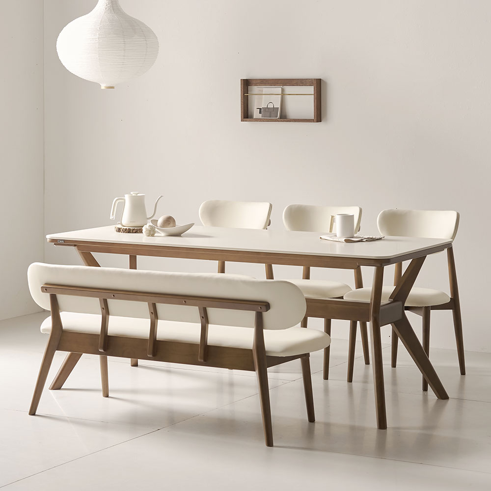 더끌림 모린 2000 포세린 세라믹 6인용 식탁+의자3+등받이 벤치1 IKMR2A, (식탁) 단일 색상, 일반 3 + 벤치 1 1,267,000원