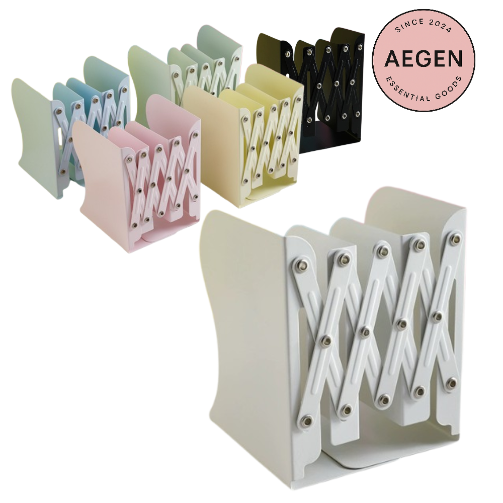 AEGEN 길이조절 책꽂이 늘어나는 미니 자바라 북엔드, 1개, 화이트 9,000원