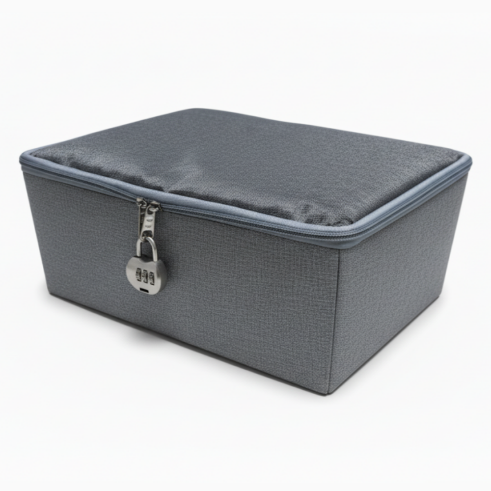 문리빙 패브릭 비밀번호 수납함 + 자물쇠, 1개, 그레이 11,000원