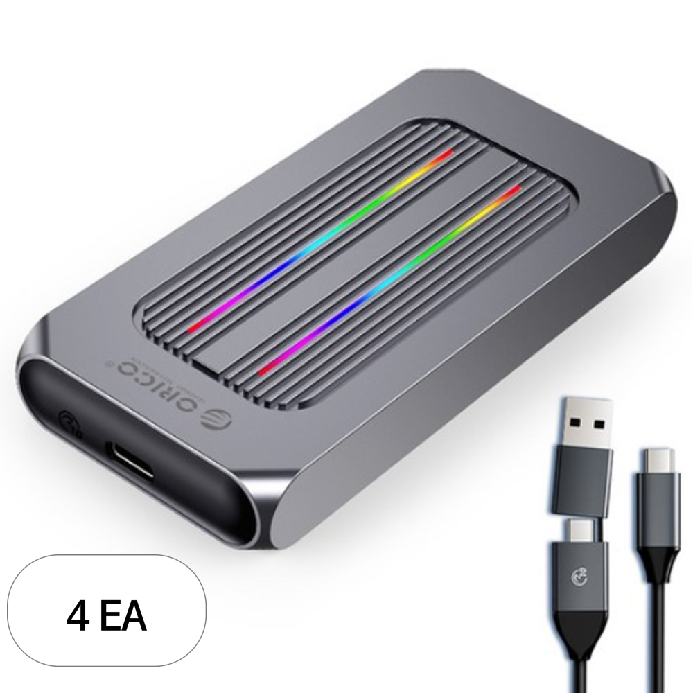 오리코 M.2 NVMe SSD RGB 외장하드케이스 2in1케이블 냉각핀 방열 USB3.2 Gen2 10Gbps M2R1-G2 358,860원