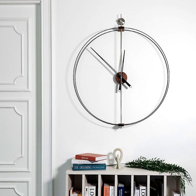 노먼 벽시계 무타공 디자인 무소음 벽걸이 개업선물 tab+593fV, 우드-실버_80cm 157,210원