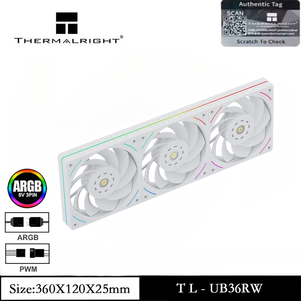 Thermalright TL-UB36R 컴퓨터 케이스 에어 쿨링 팬 3 IN 1 ARGB 고성능/LCP 소음 감소 CPU 쿨링 팬 58,200원