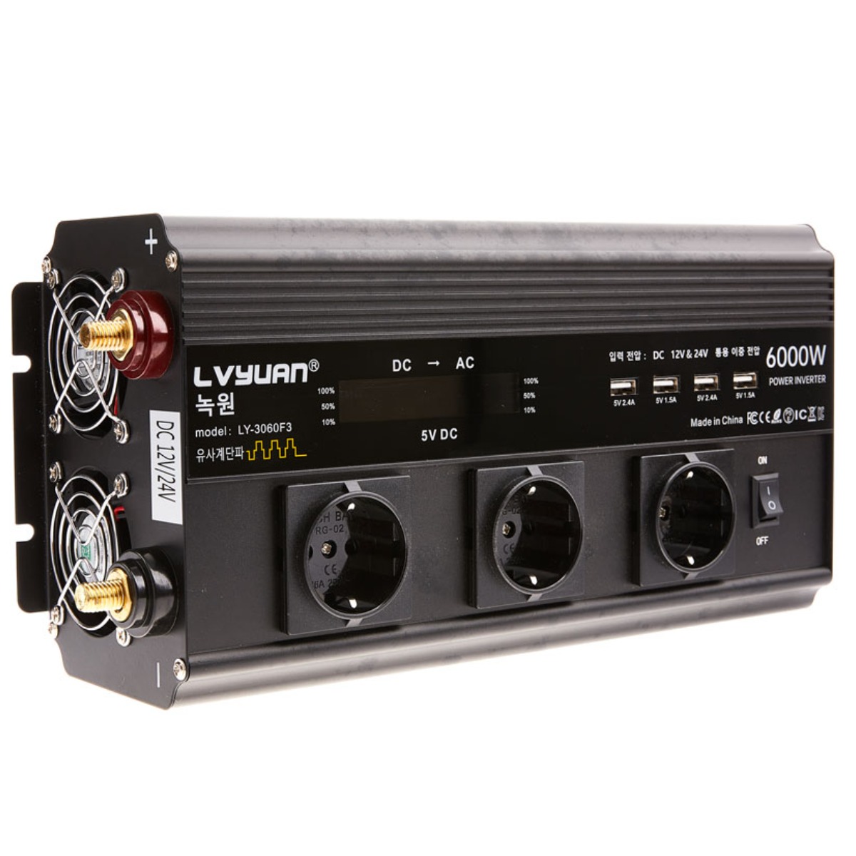 루앤 차량용 LCD 인버터 유사계단파 6000W 220V 60hz 한국형 KC인증, 1개 174,870원