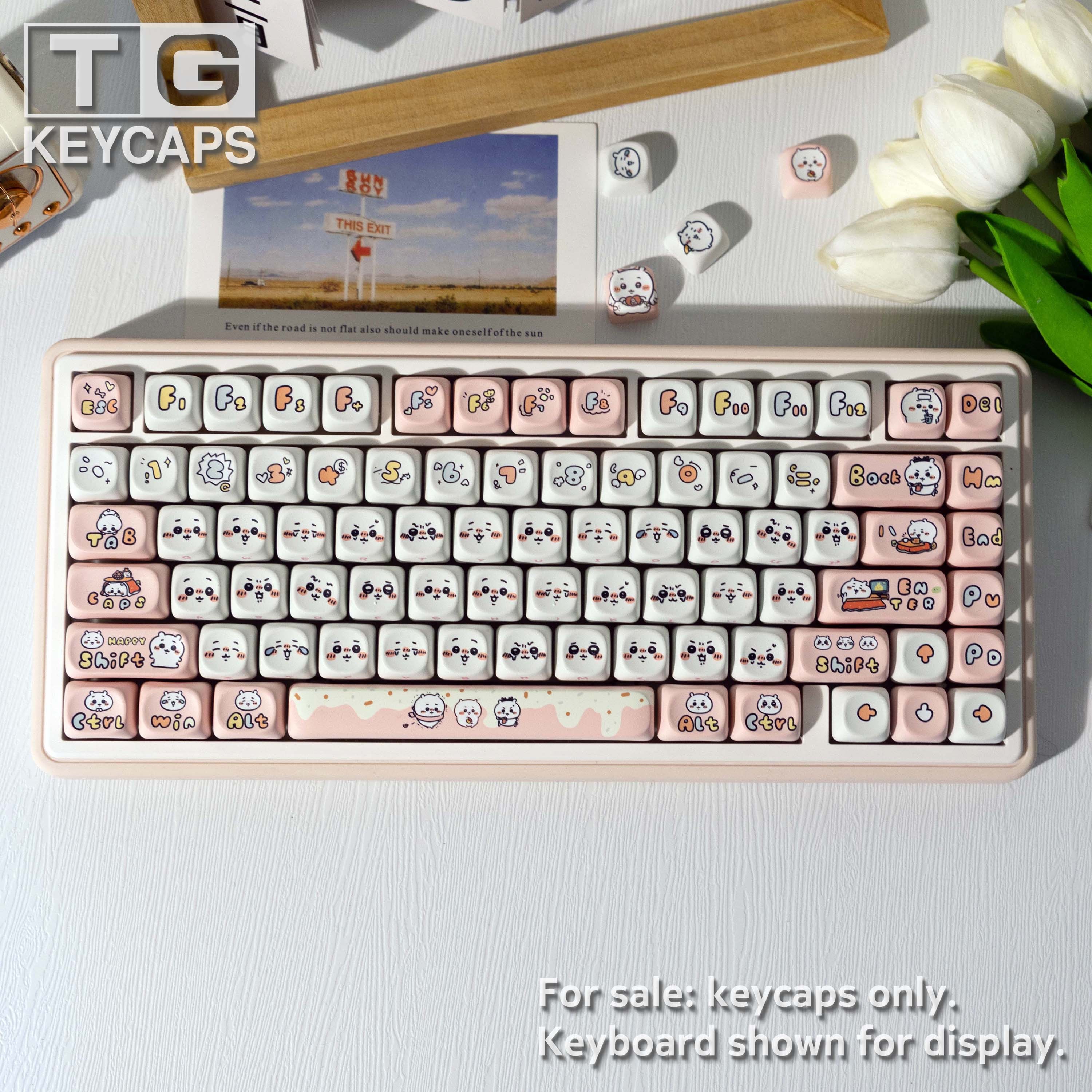 귀여운 기계식 키보드 키캡 PBT 염료 승화 만화 키캡 MOA 높이, 한 개, 분홍색 23,800원