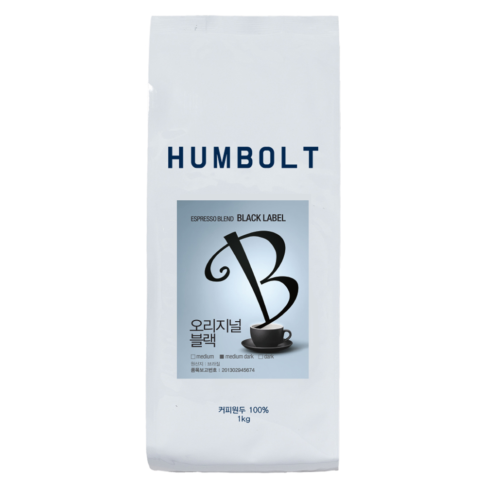 훔볼트 오리지널 블랙 스페셜티 블렌드 원두커피, 홀빈(분쇄안함), 1kg, 1개 42,100원