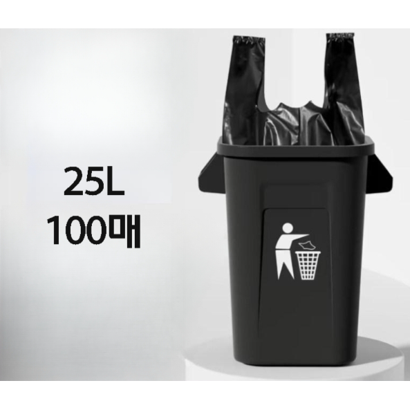 기세온 손잡이 비닐봉투 배달 마트 시장 다용도 검정 쓰레기 봉투, 100개, 25L 8,450원