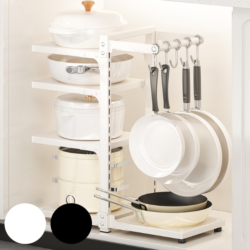 알뜰살림 고급형 높이조절 냄비 후라이팬 정리대, 1개, 흰색, 10단 28,900원