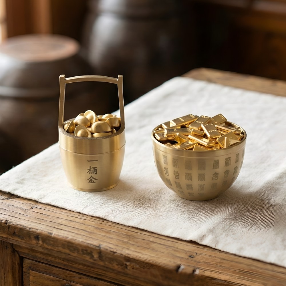 제이제이프렌 재물운 인테리어 황금 복그릇 2종 세트, 골드, 현재가 22,900원