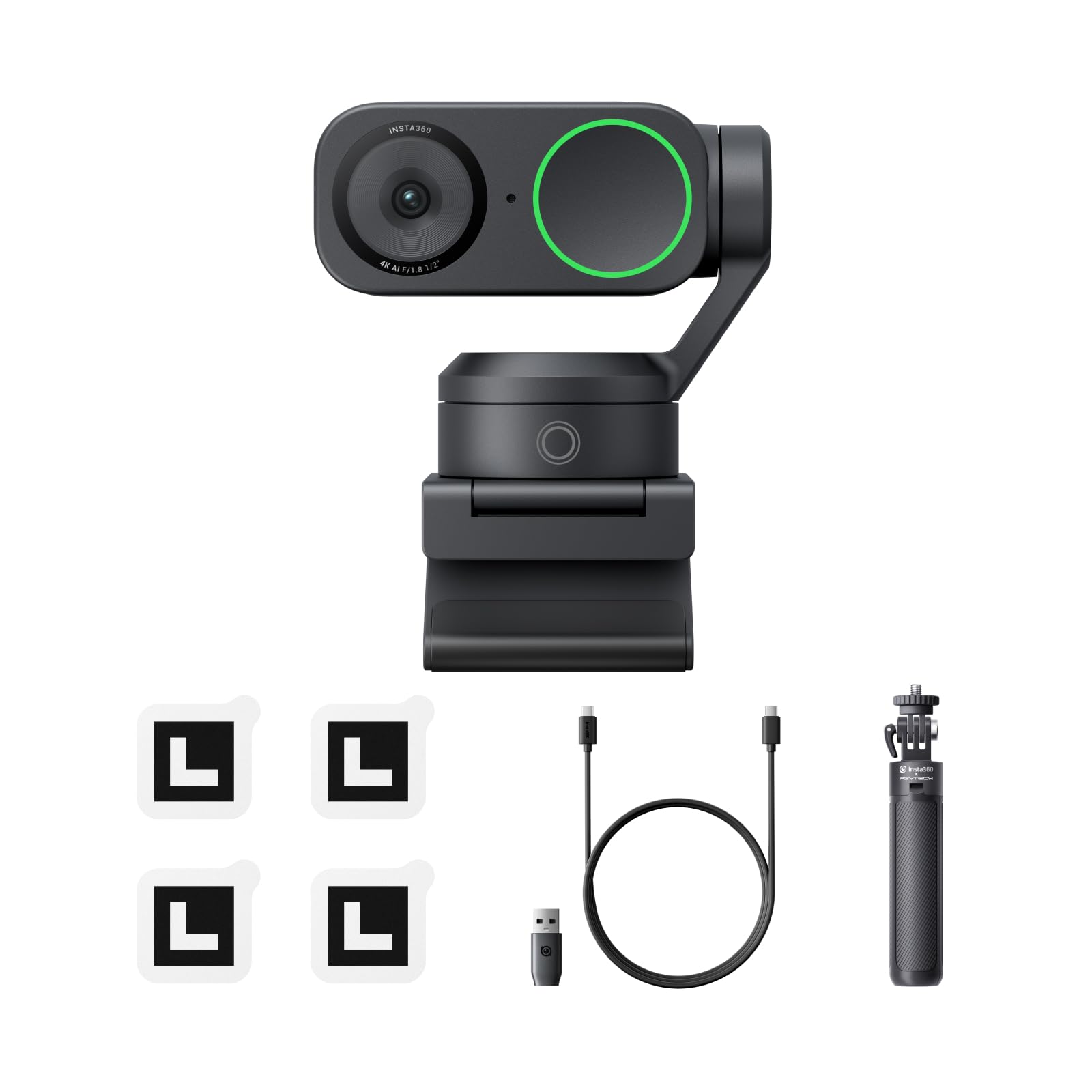 Insta360 Link 2 - PTZ 4K AI HDR, AI Zoom, Teams, Twitch 삼각대 키트 WindowsMac용 웹캠, 414,220원