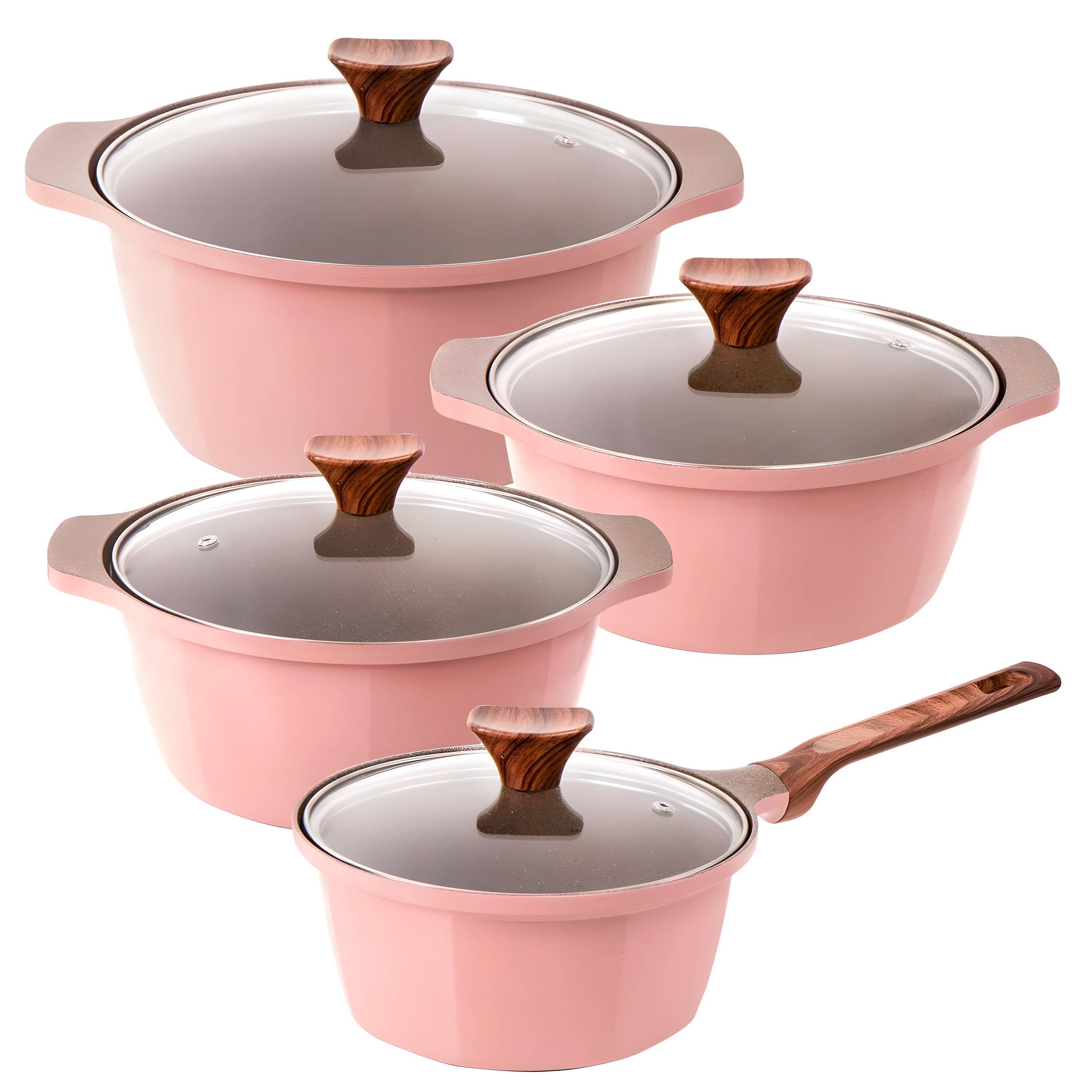 캡스톤 글램레트로 냄비세트 편수 18cm +양수 20cm + 22cm + 24cm 핑크 가스용 냄비추천 69,800원