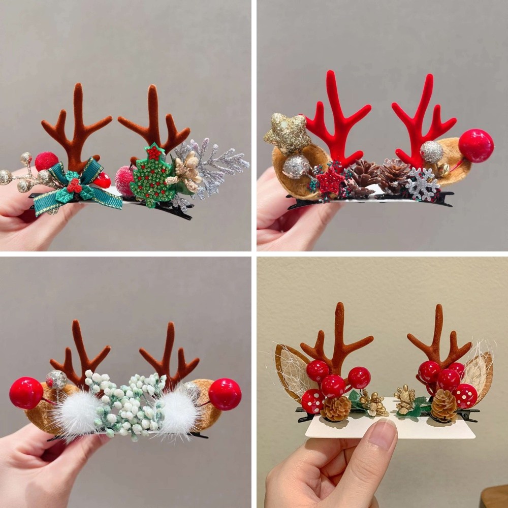 뷰티 크리스마스 파티 산타 루돌프 파티 용품 머리핀 4종세트, 4 11,900원