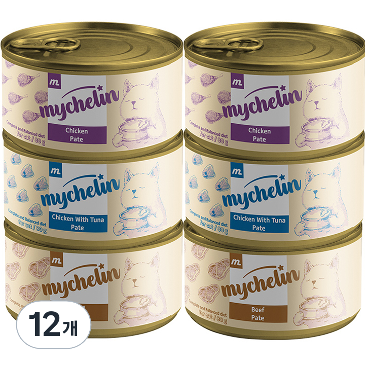 마이베프 전연령 고양이 주식 비프 파테 습식캔, 닭, 소, 닭+참치, 80g, 12개 12,880원