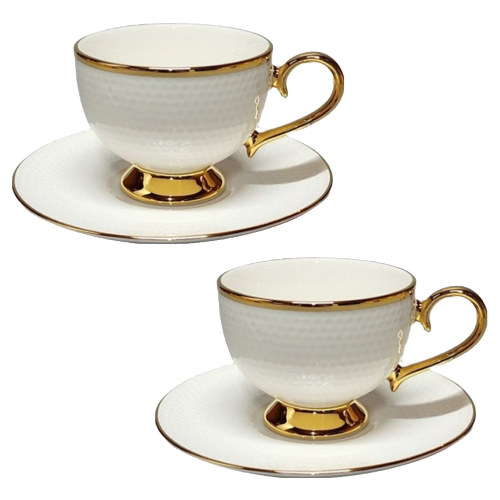 아데리아 빈센트 골드 2인 커플 커피잔 세트, 화이트, 1세트, 현재가 66,470원