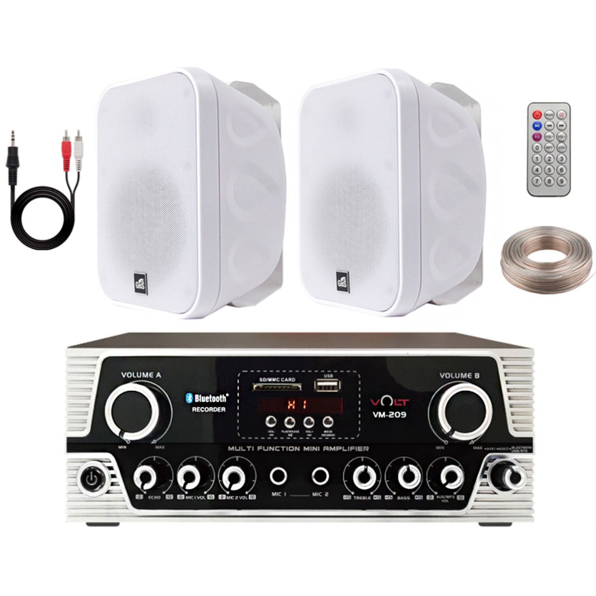 블루투스 매장용 미니 앰프 벽걸이 스피커 세트 [업소용/매장/카페], VM-209SM+GIPS-60 2개(화이트)벽걸이 세트 250,000원