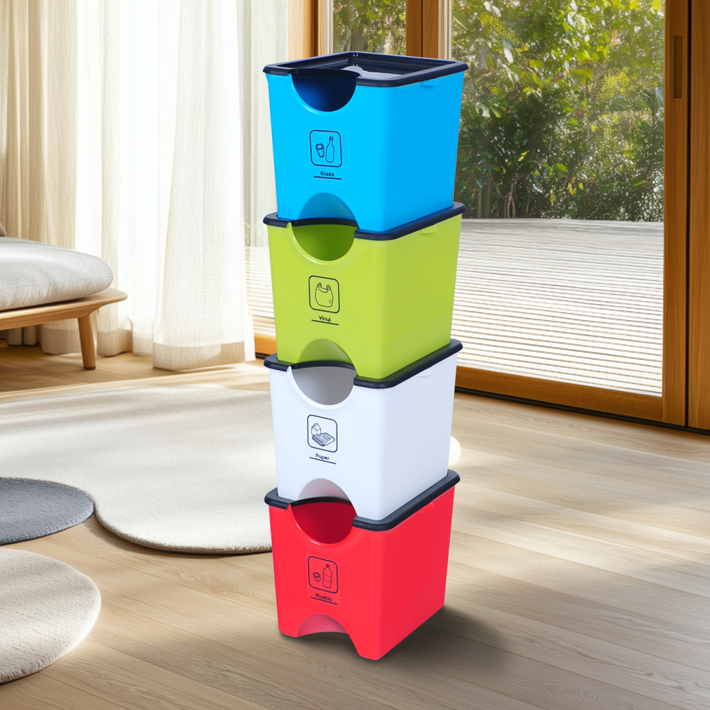 플라팜 에코홀릭 분리수거함, 화이트, 그린, 레드, 블루, 1세트 33,980원