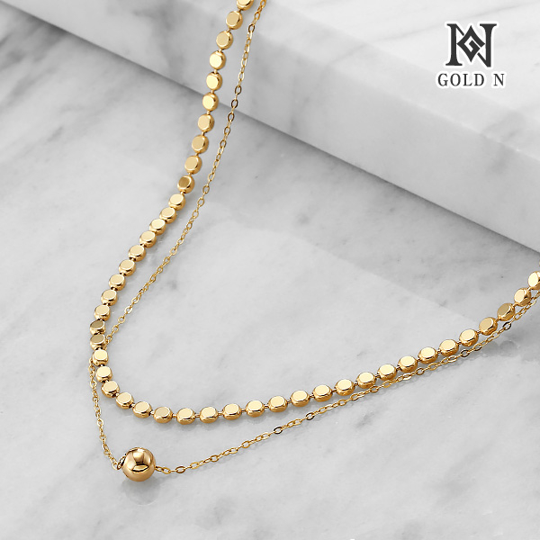 골드앤 14K 디즐링 골드볼 두줄 체인 목걸이 심플 체인 고급 선물추천 980,100원
