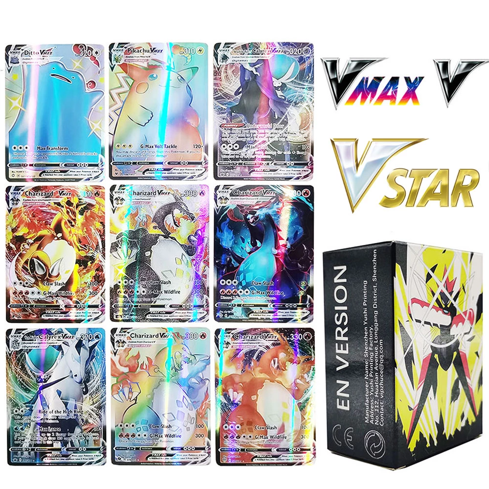 새로운 포켓몬 카드 영어 버전 1판 Chilling Reign Chiarizard Pikachu 최신 Vmax 홀로그램 레인보우 게임 컬렉션 카드 29,510원