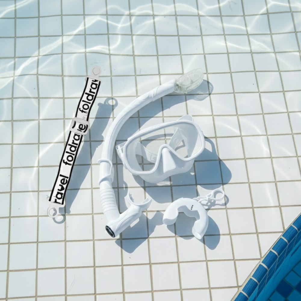 폴드래블 원터치 스트랩 접이식 스노쿨링 마스크 장비 물유입차단 세트 M5001, 퓨어화이트 36,900원