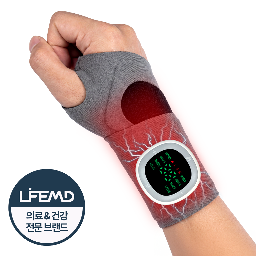 라이프엠디  TENS + EMS 온열 저주파 손목 마사지기 손목아대 보호대 겸용 무선 휴대용 마사지 안마기 27,700원