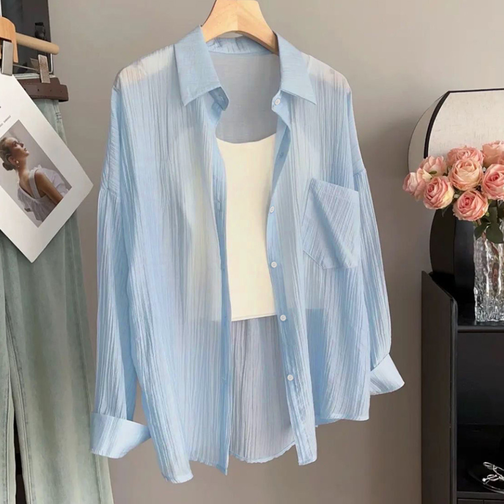 후암마켓 여성 자외선 차단 거즈 남방 루즈핏 데일리 셔츠 11,900원