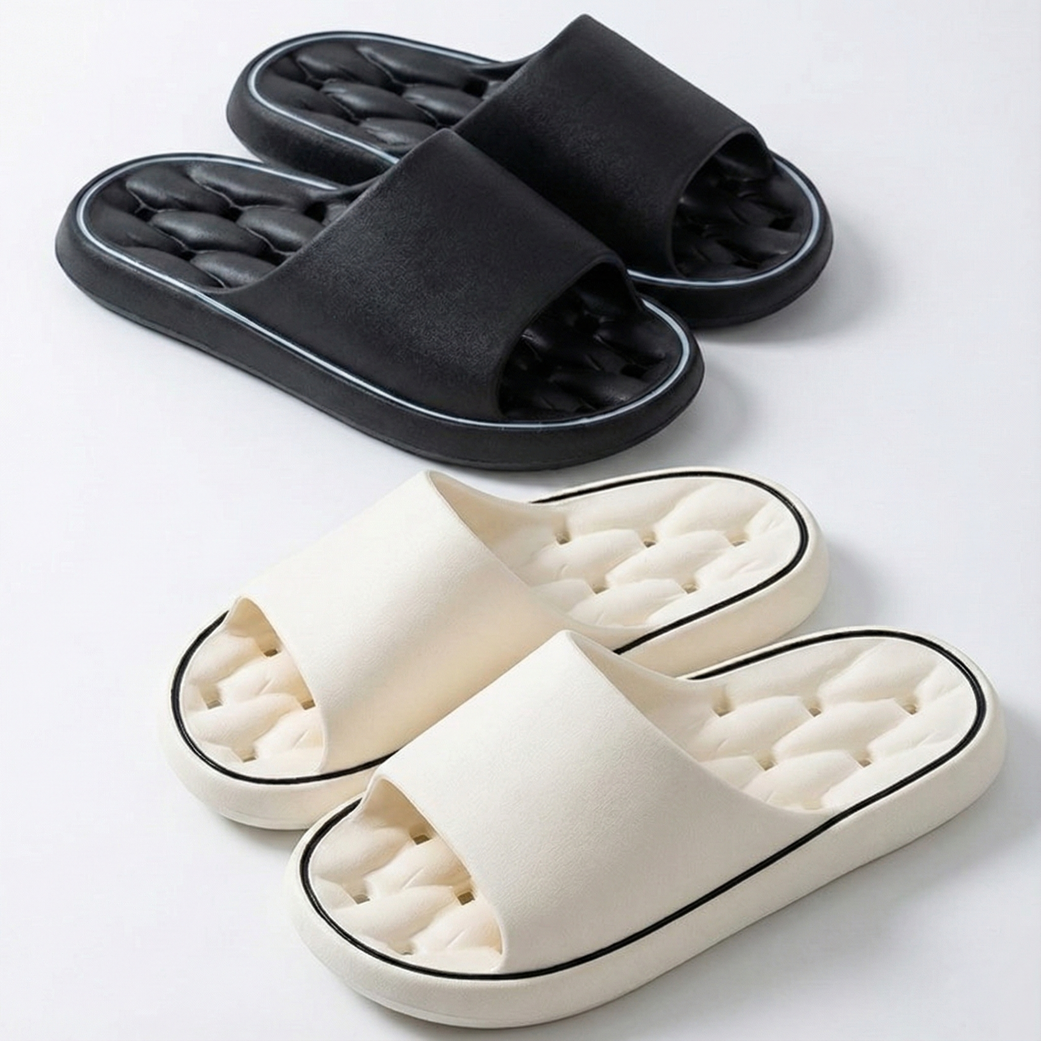 일상스토리 물빠짐 미끄럼방지 욕실슬리퍼 욕실화 1+1, 1개, 블랙+화이트 8,000원