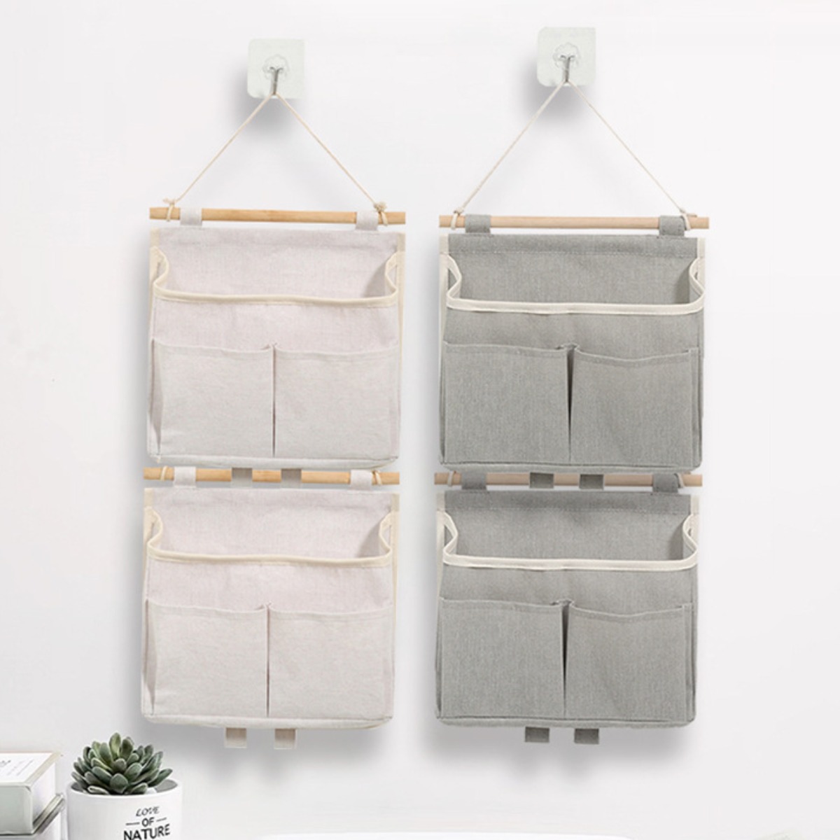 CUBBYCASE 연결 가능한 벽걸이 수납가방 문뒤 수납 벽면 걸이형 정리함 침대옆 다용도 포켓 수납함 학생 기숙사 침실용, 2개, 화이트 17,300원