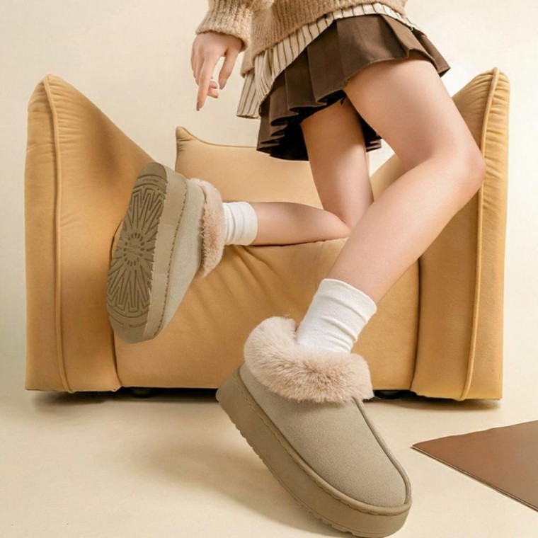 퍼 트리밍 포인트 숏부츠 여성 털부츠 겨울 2컬러 25,000원