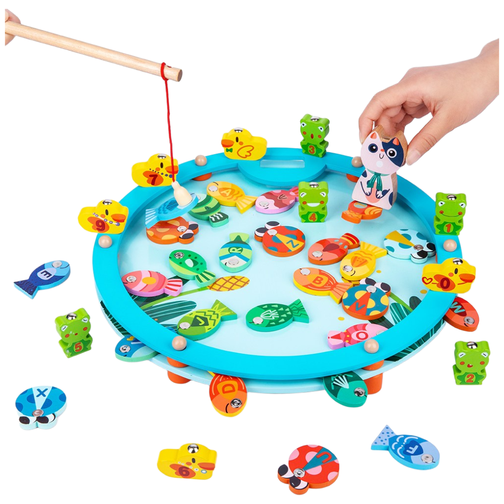 고려베이비 자석 원목 낚시 놀이 세트 장난감 교구 물고기 게임 잡기 완구, 낚시 세트, 1개 26,800원