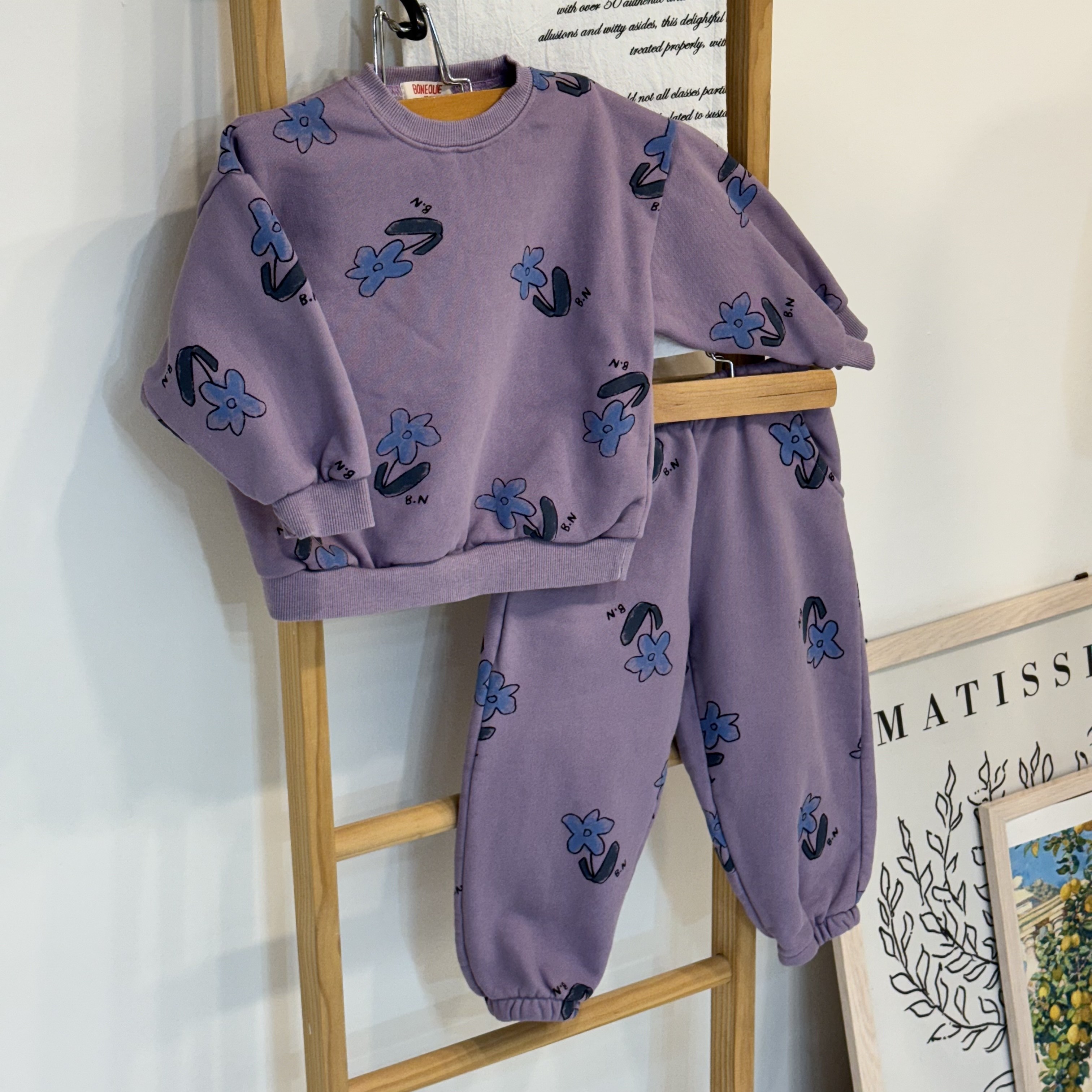 [소이아] 라일락 플라워 아기 기모 상하세트 / 남아 여아 공용 겨울룩 58,000원