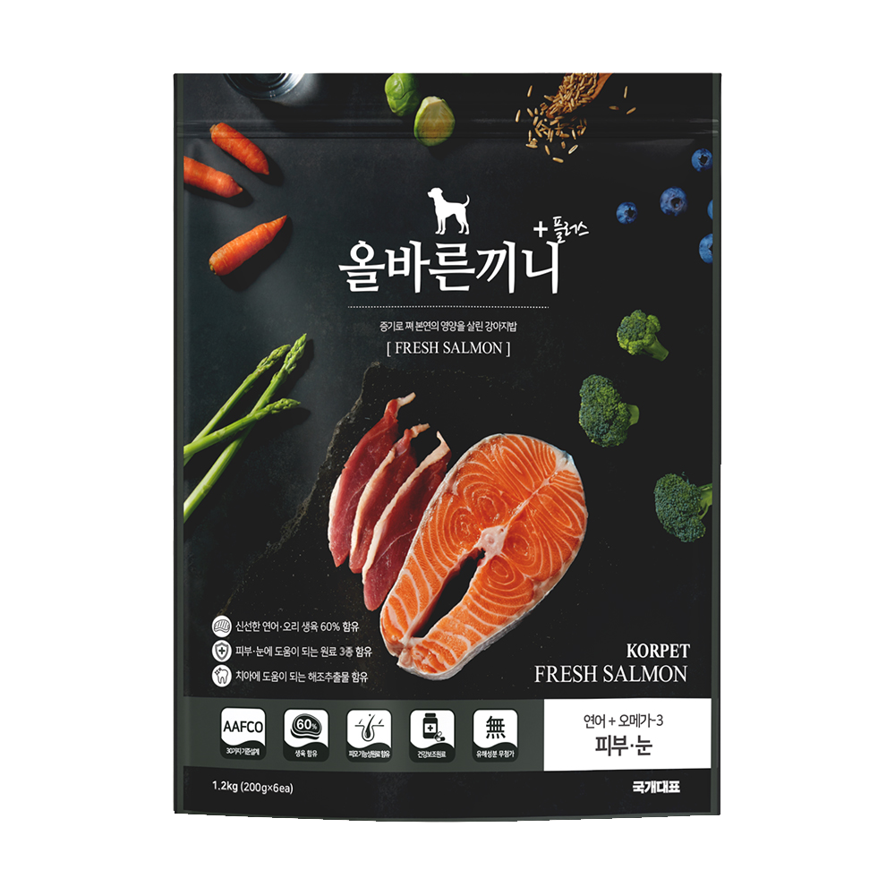 국개대표 강아지 올바른끼니 기능성 사료, 피부/피모, 1.2kg, 1개 29,750원
