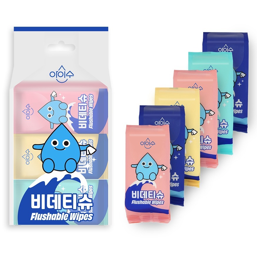 아이수 미니 비데티슈 휴대형 랜덤발송, 55g, 10매, 6개 6,900원