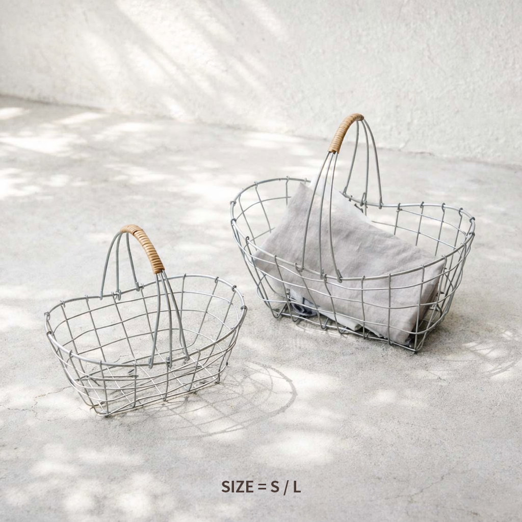 Dusaule 듀솔 철재 와이어 타원형 바스켓 바구니 천연 버드나무 손잡이 다용도 수납, 1개, 타원형 30,500원