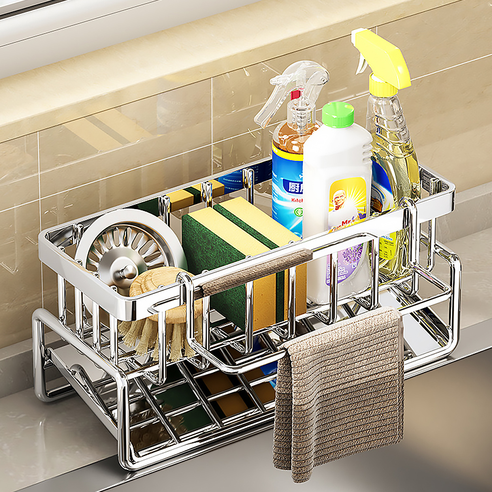 프롬아떼 주방 싱크대 스텐 물빠짐 수세미 거치대, 실버, 1개 7,400원